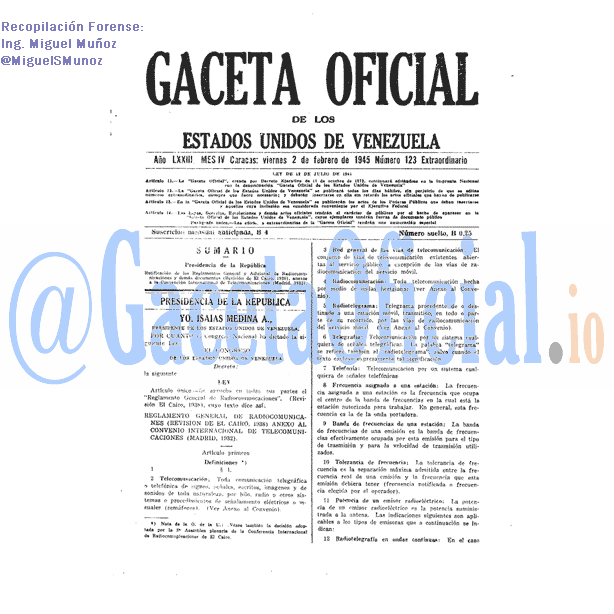 Gaceta Oficial 123 del 2 Febrero 1945