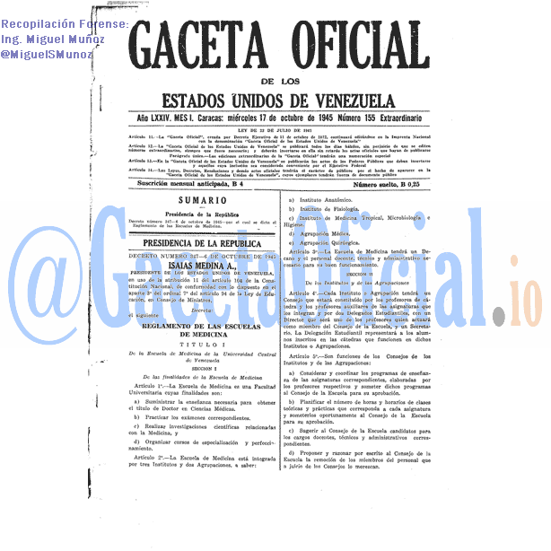Gaceta Oficial 155 del 17 Octubre 1945