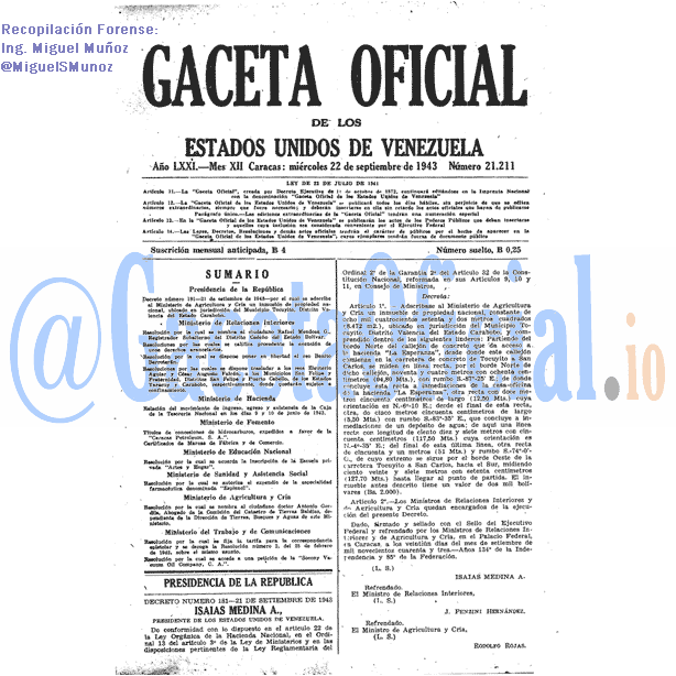 Gaceta Oficial 21211 del 22 Septiembre 1943