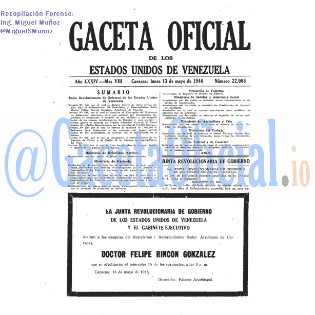 Gaceta Oficial 22006 del 13 Mayo 1946