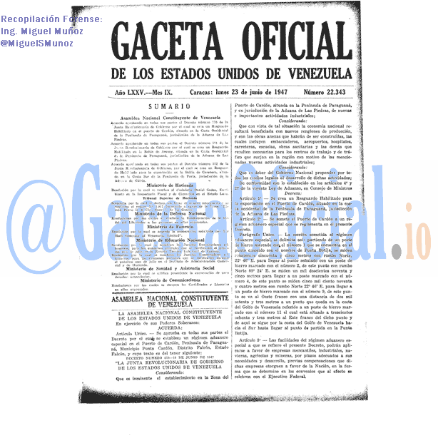 Gaceta Oficial 22343 del 23 Junio 1947
