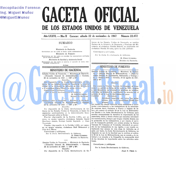Gaceta Oficial 22472 del 22 Noviembre 1947