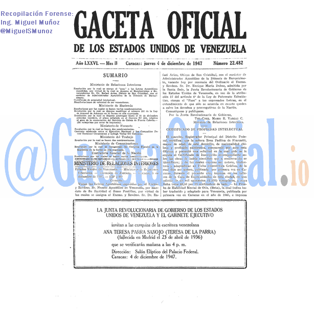 Gaceta Oficial 22482 del 4 Diciembre 1947