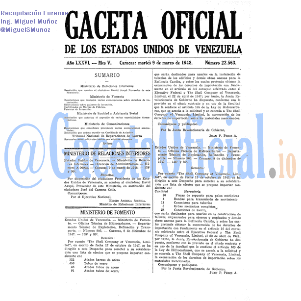 Gaceta Oficial 22563 del 9 Marzo 1948