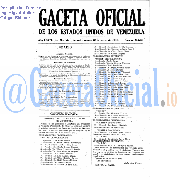 Gaceta Oficial 22572 del 19 Marzo 1948