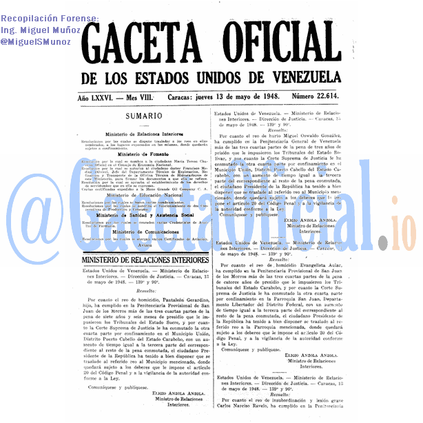 Gaceta Oficial 22614 del 13 Mayo 1948