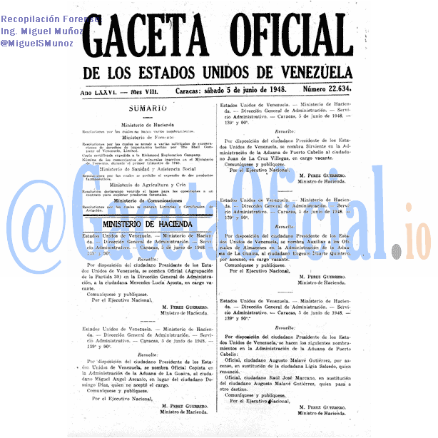 Gaceta Oficial 22634 del 5 Junio 1948