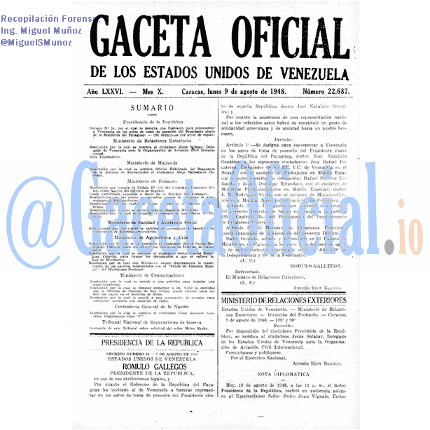 Gaceta Oficial 22687 del 9 Agosto 1948