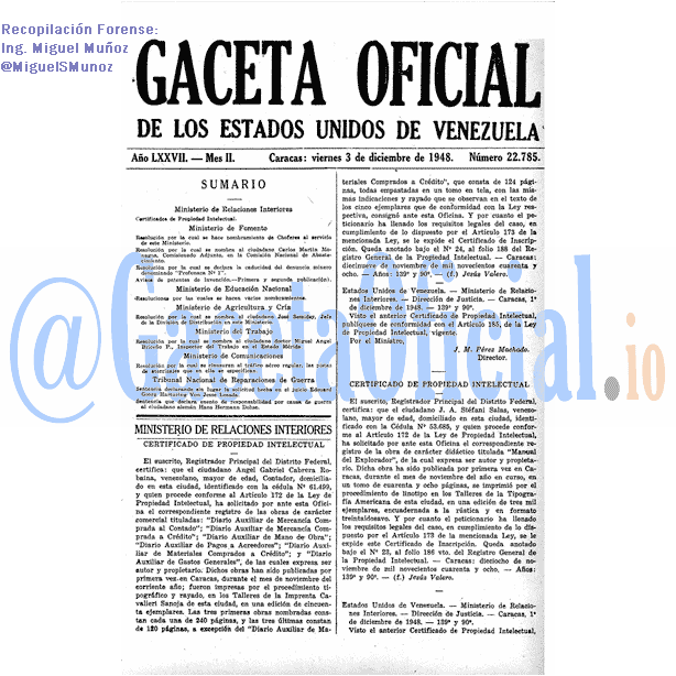 Gaceta Oficial 22785 del 3 Diciembre 1948