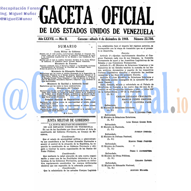 Gaceta Oficial 22786 del 4 Diciembre 1948