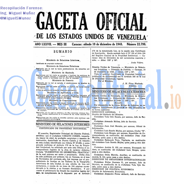 Gaceta Oficial 22798 del 18 Diciembre 1948