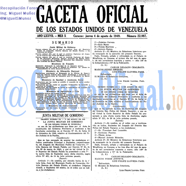 Gaceta Oficial 22987 del 4 Agosto 1949