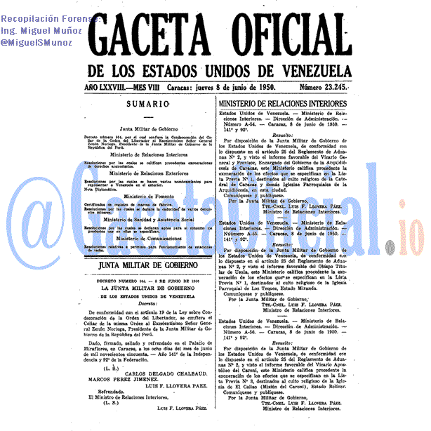 Gaceta Oficial 23245 del 8 Junio 1950