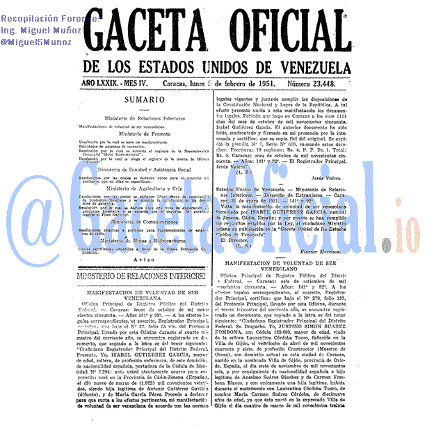Gaceta Oficial 23448 del 5 Febrero 1951