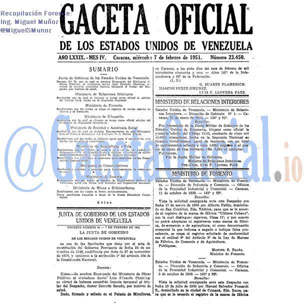Gaceta Oficial 23450 del 7 Febrero 1951