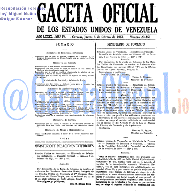 Gaceta Oficial 23451 del 8 Febrero 1951