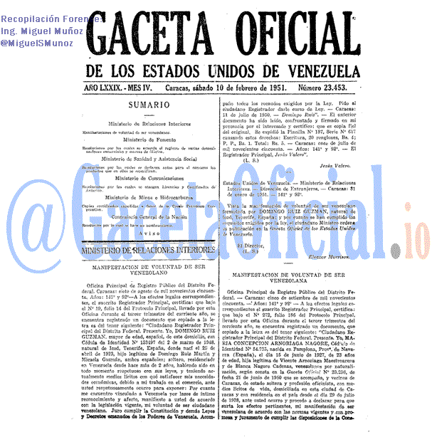 Gaceta Oficial 23453 del 10 Febrero 1951