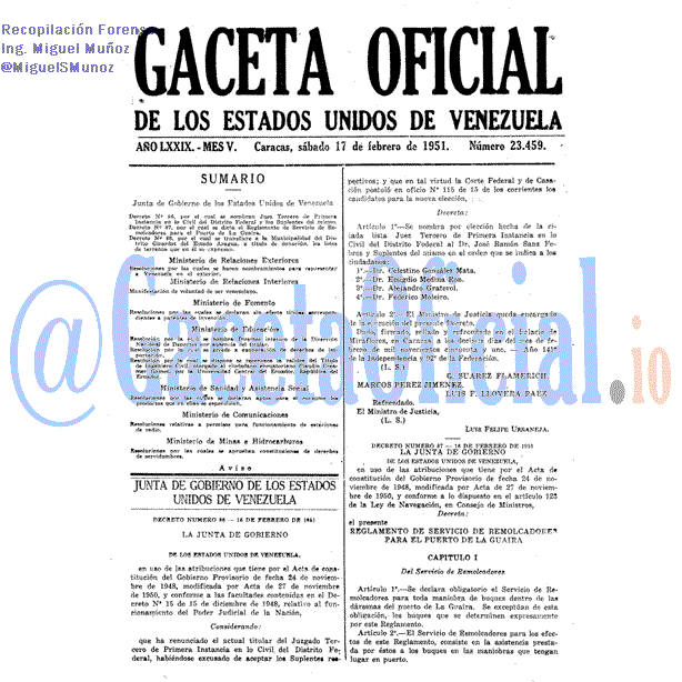 Gaceta Oficial 23459 del 17 Febrero 1951