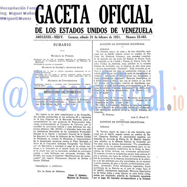 Gaceta Oficial 23465 del 24 Febrero 1951