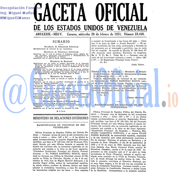 Gaceta Oficial 23468 del 28 Febrero 1951