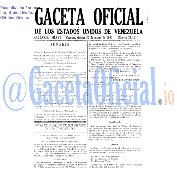 Gaceta Oficial 23491 del 30 Marzo 1951