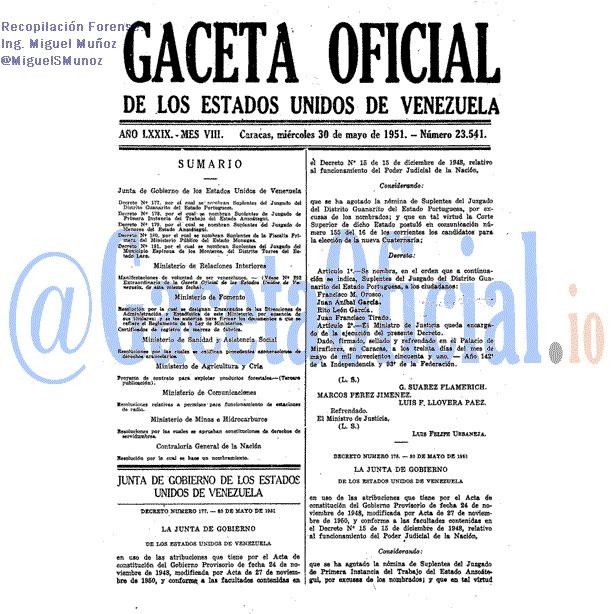 Gaceta Oficial 23541 del 30 Mayo 1951