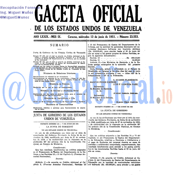 Gaceta Oficial 23553 del 13 Junio 1951