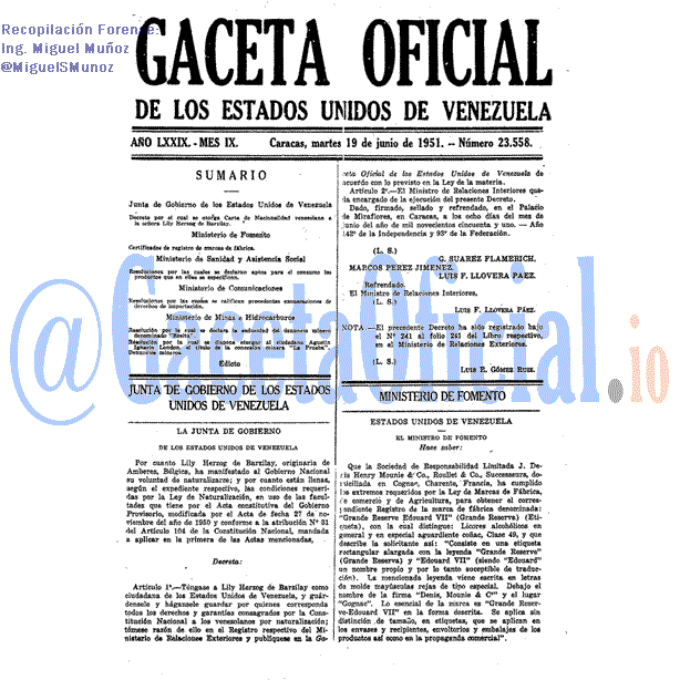 Gaceta Oficial 23558 del 19 Junio 1951