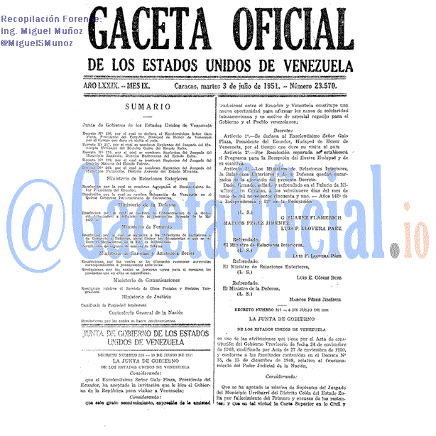 Gaceta Oficial 23570 del 3 Julio 1951