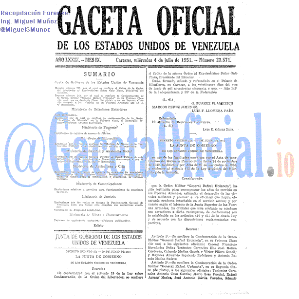 Gaceta Oficial 23571 del 4 Julio 1951