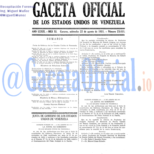 Gaceta Oficial 23611 del 22 Agosto 1951