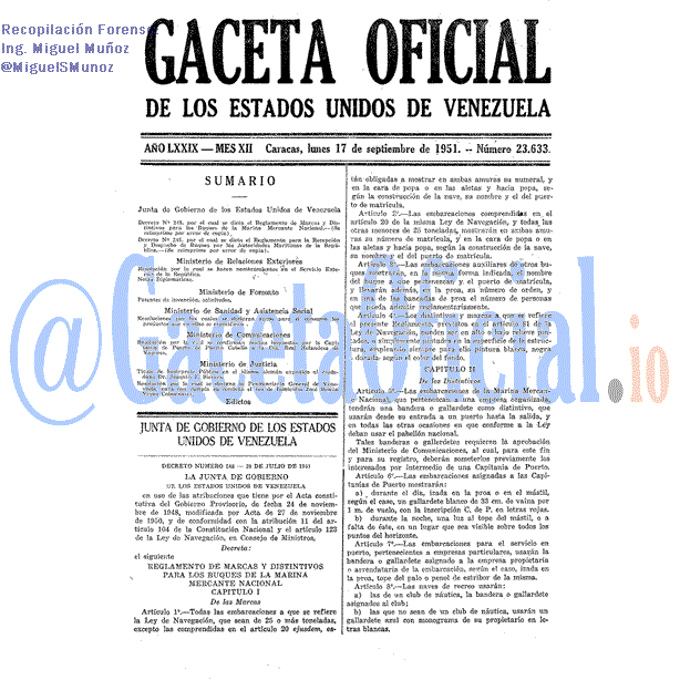 Gaceta Oficial 23633 del 17 Septiembre 1951