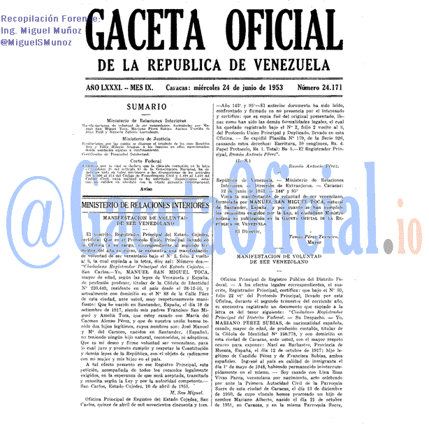 Gaceta Oficial 24171 del 24 Junio 1953