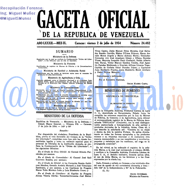 Gaceta Oficial 24482 del 2 Julio 1954