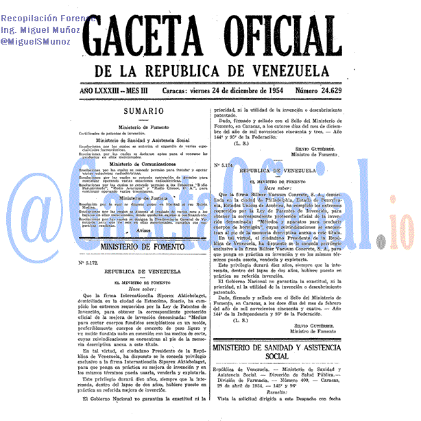 Gaceta Oficial 24629 del 24 Diciembre 1954