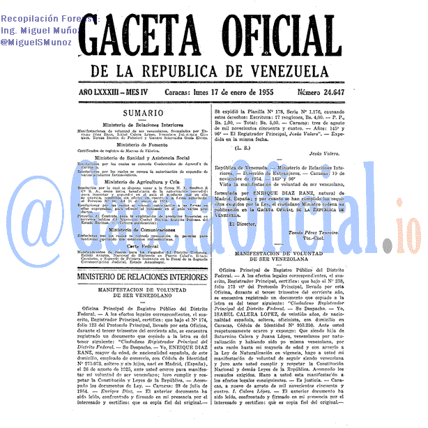 Gaceta Oficial 24647 del 17 Enero 1955