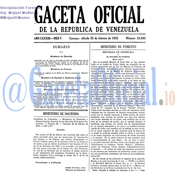 Gaceta Oficial 24682 del 26 Febrero 1955