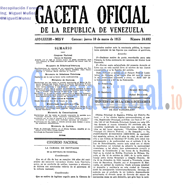 Gaceta Oficial 24692 del 10 Marzo 1955