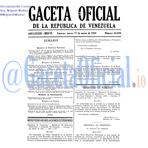 Gaceta Oficial 24698 del 17 Marzo 1955