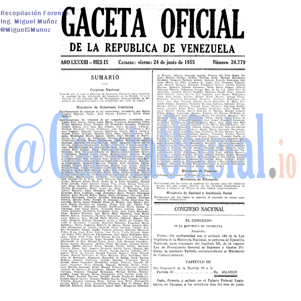 Gaceta Oficial 24779 del 24 Junio 1955