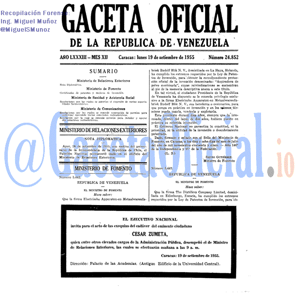Gaceta Oficial 24852 del 19 Septiembre 1955