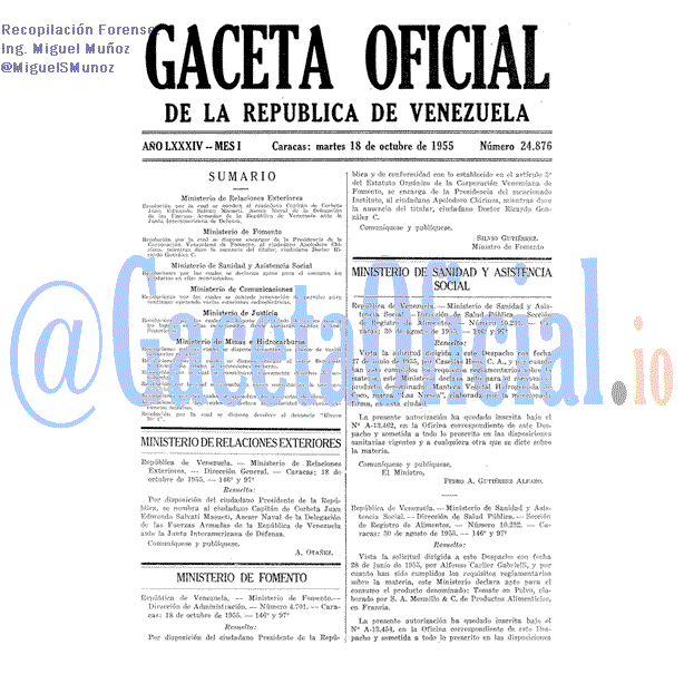 Gaceta Oficial 24876 del 18 Octubre 1955