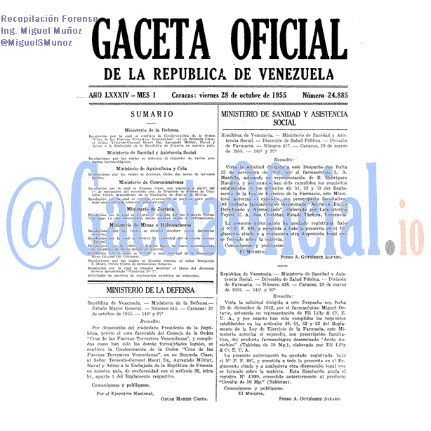 Gaceta Oficial 24885 del 28 Octubre 1955