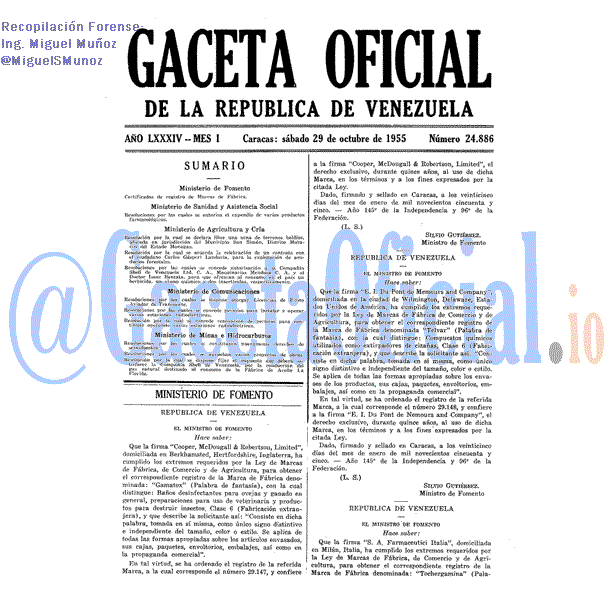 Gaceta Oficial 24886 del 29 Octubre 1955