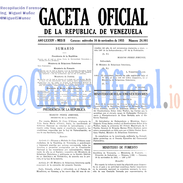 Gaceta Oficial 24901 del 16 Noviembre 1955