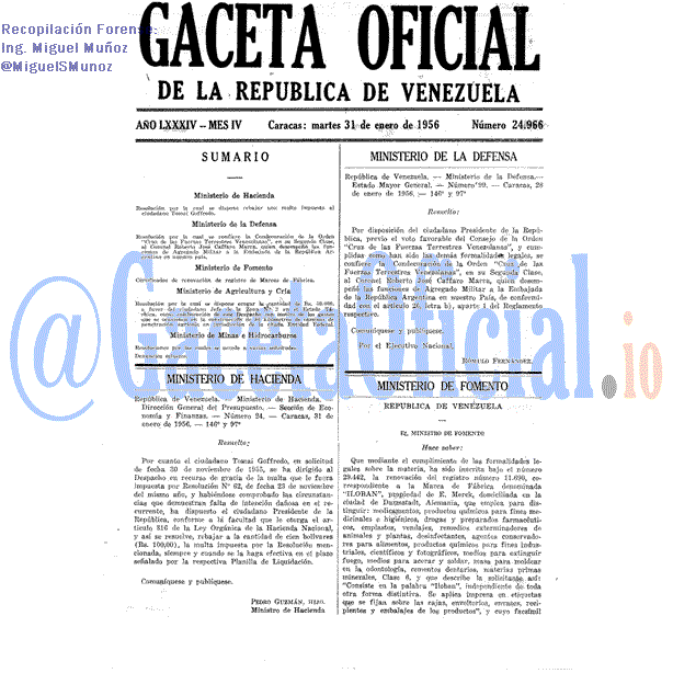 Gaceta Oficial 24966 del 31 Enero 1956
