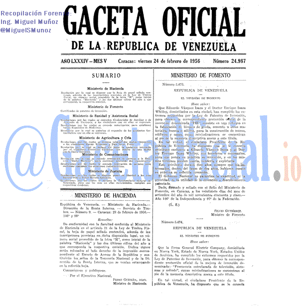 Gaceta Oficial 24987 del 24 Febrero 1956
