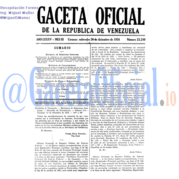 Gaceta Oficial 25240 del 26 Diciembre 1956