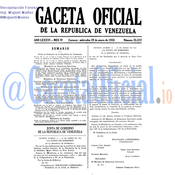 Gaceta Oficial 25572 del 29 Enero 1958