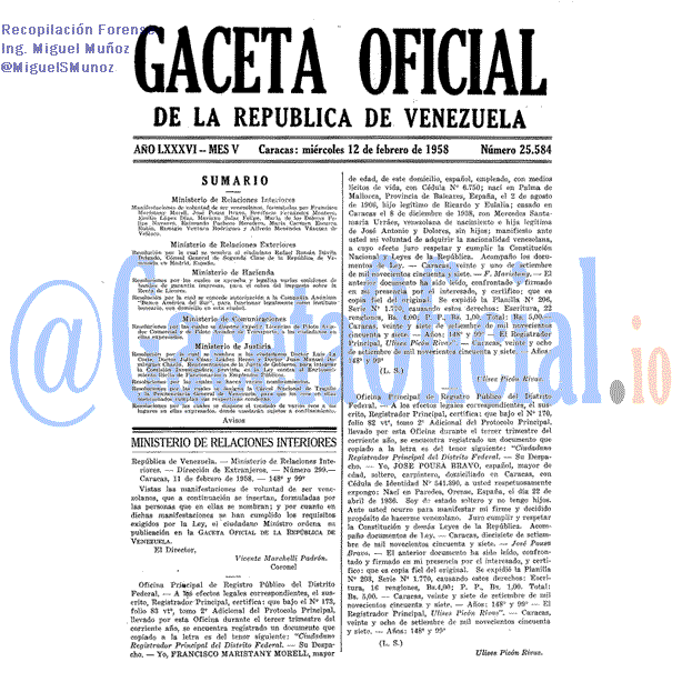 Gaceta Oficial 25584 del 12 Febrero 1958